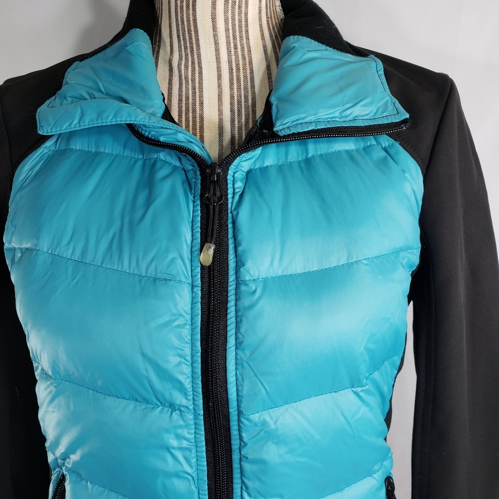 Halifax Traders Aqua & Black Down Puffer Jacket Size Medium - Picture 2 of 9